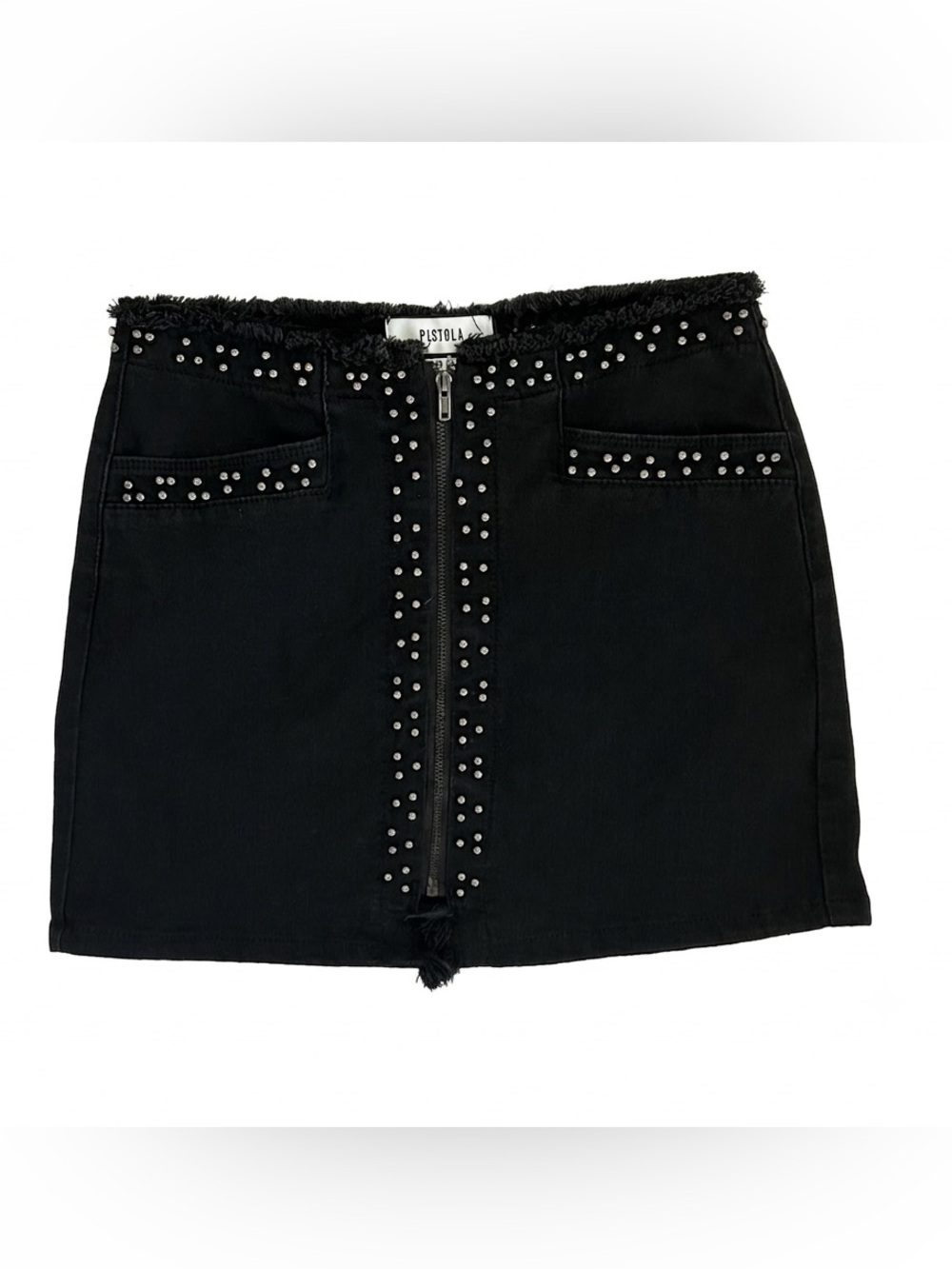 Pistola Studded Black Denim Mini Skirt - Size 28 (6)